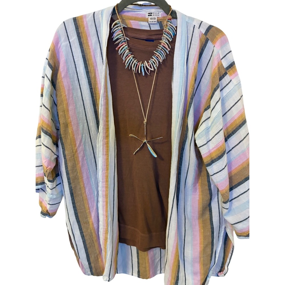 Coastal Chic Bundle Billabong Striped Kimono Old Navy Tee Starfish Jewelry 4pc
